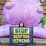 Tentacles at the ministry: a giant inflatable octopus asked Czech Minister to stop deep sea mining 