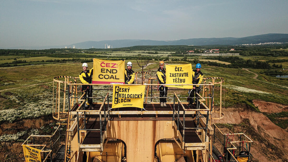 Protest against Bílina Mine Expansion in Czech Republic. © Greenpeace Protest against Bílina Mine Expansion in Czech Republic. © Greenpeace