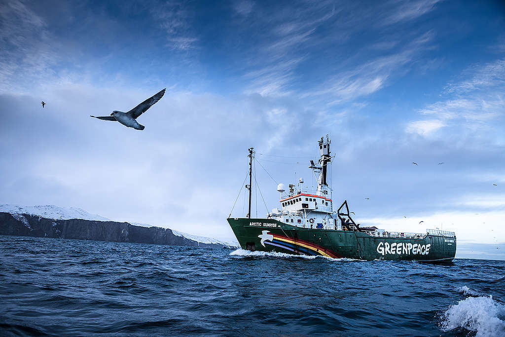 MY Arctic Sunrise at Bear Island in Norway. © Mitja Kobal / Greenpeace MY Arctic Sunrise at Bear Island in Norway. © Mitja Kobal / Greenpeace