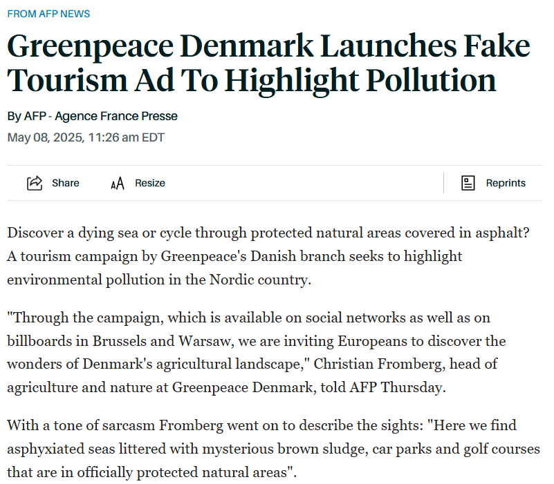 Greenpeace-Danmarks turistkampagne dækket af AFP Greenpeace-Danmarks turistkampagne dækket af AFP