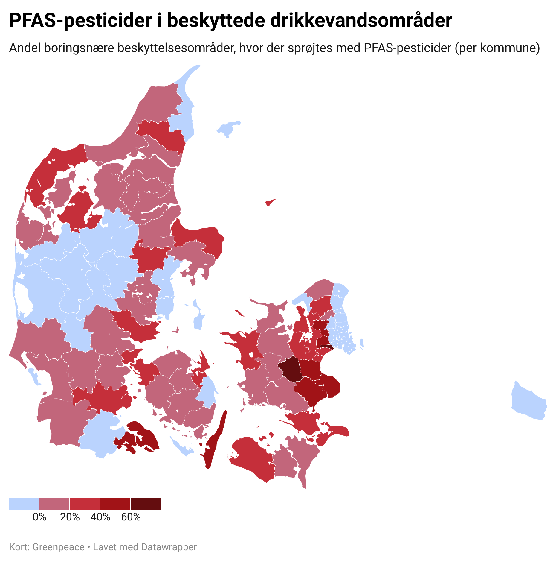 Se kortet: PFAS-pesticider sprøjtes i beskyttede drikkevandsområder i 59 kommuner