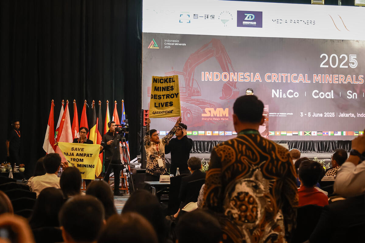 Peaceful Protest at Indonesia Critical Minerals Conference, Jakarta. © Dhemas Reviyanto / Greenpeace