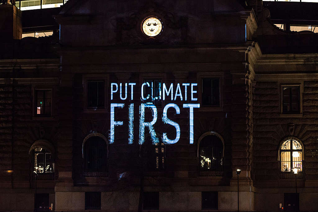 Extreme Weather Projection at Swedish Parliament in Stockholm. © Edward Beskow