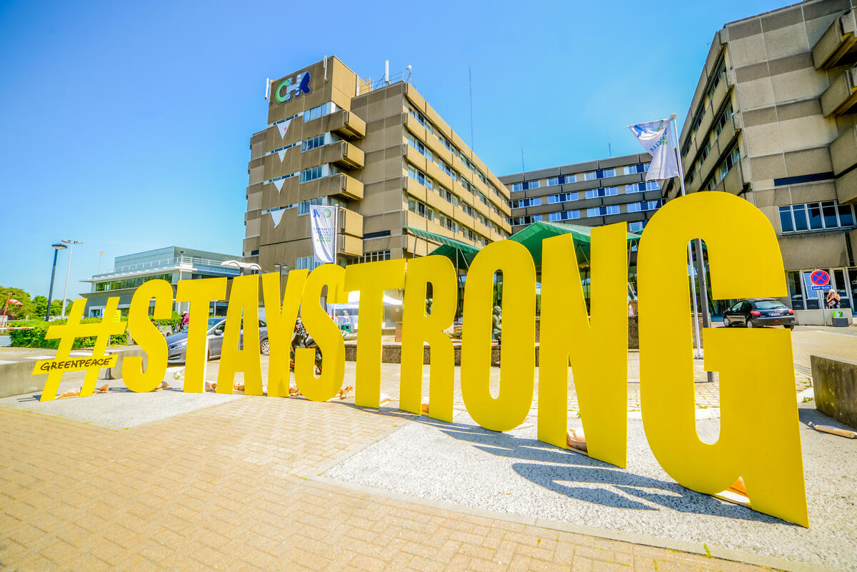 Stay Strong Action in Belgium. © François Dvorak / Greenpeace