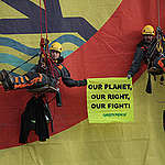 Climate Crisis Action at HELPE Refinery in Aspropyrgos, Greece. © Constantinos Stathias / Greenpeace