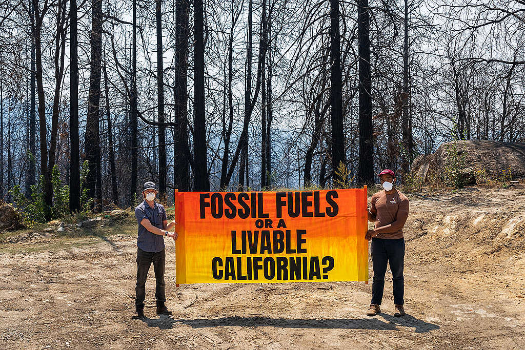 Burn Scar Message for Newsom in California. © Andri Tambunan / Greenpeace
