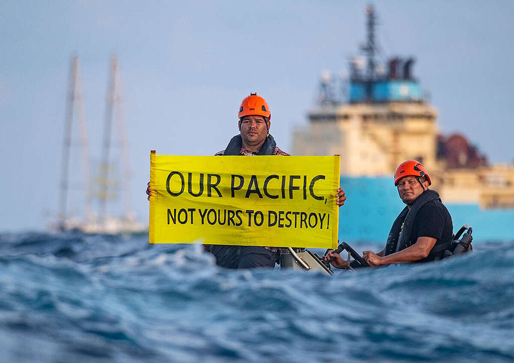 Protest against Deep Sea Mining in the Pacific. © Marten  van Dijl / Greenpeace