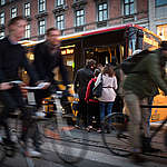 Cyclists on Street in Copenhagen. © Chris Grodotzki / Greenpeace