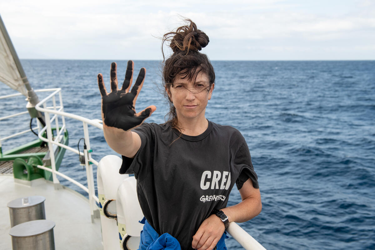 Rainbow Warrior Crew Stand in Solidarity with Communities in Batangas. © Chris J Ratcliffe / Greenpeace Rainbow Warrior Crew Stand in Solidarity with Communities in Batangas. © Chris J Ratcliffe / Greenpeace