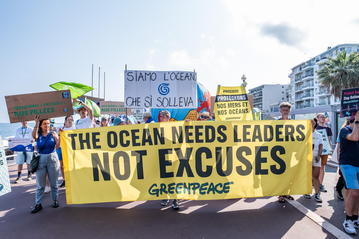 Oceans Blue March Protest in Nice, France. © Pierre Larrieu / Greenpeace Oceans Blue March Protest in Nice, France. © Pierre Larrieu / Greenpeace
