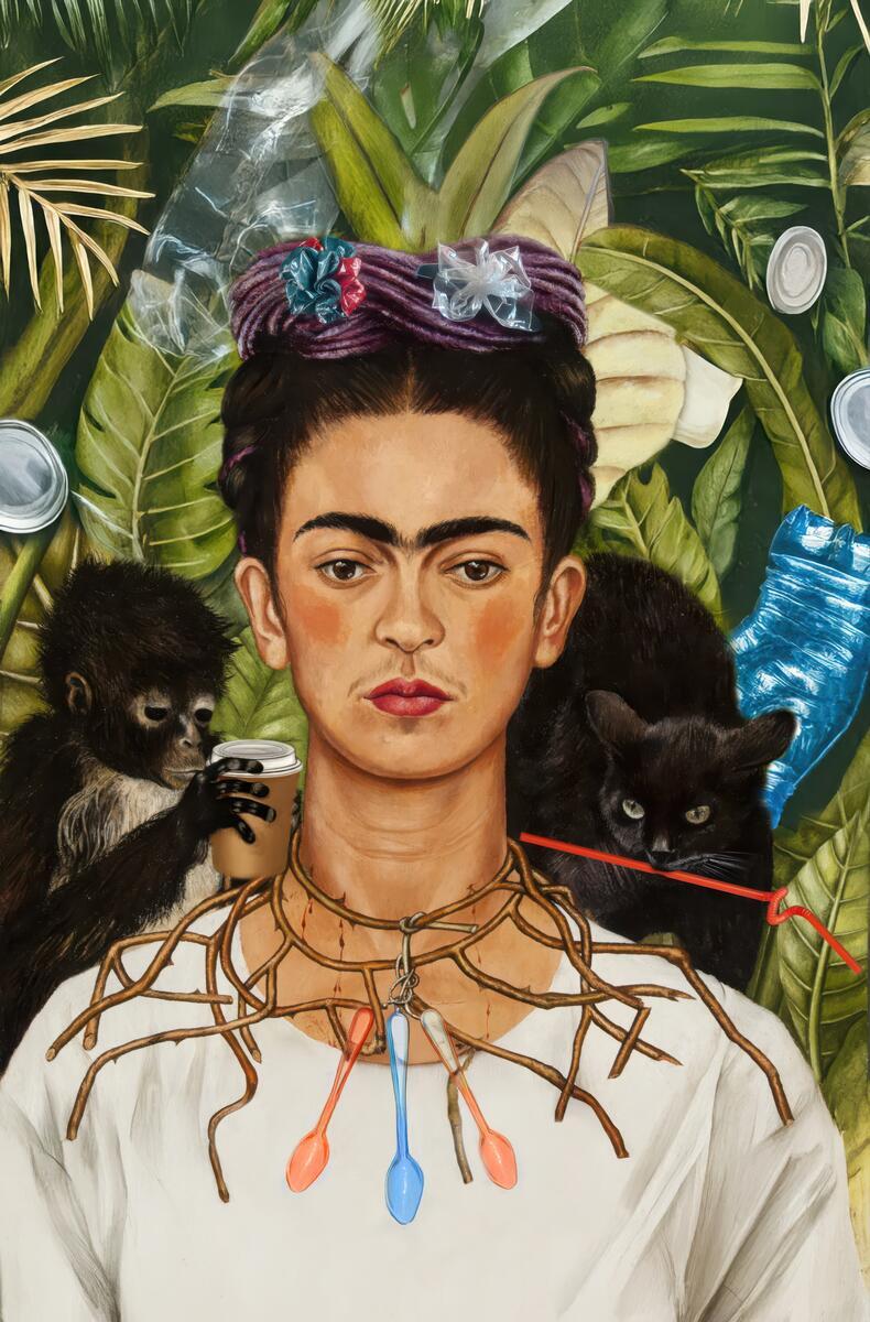 Famous Paintings with Packaging Waste. © Juha Hansen / Greenpeace