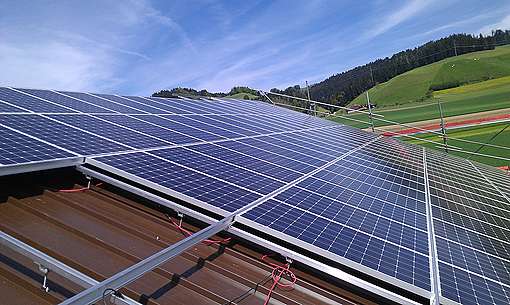 Solar Panel Installation in Switzerland. © Greenpeace / Philipp Rohner