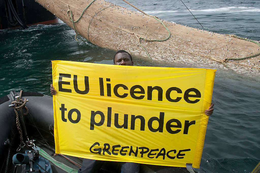 Protest against Overfishing in Africa. © Greenpeace / Pierre Gleizes Protest against Overfishing in Africa. © Greenpeace / Pierre Gleizes
