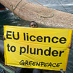 Protest against Overfishing in Africa. © Greenpeace / Pierre Gleizes