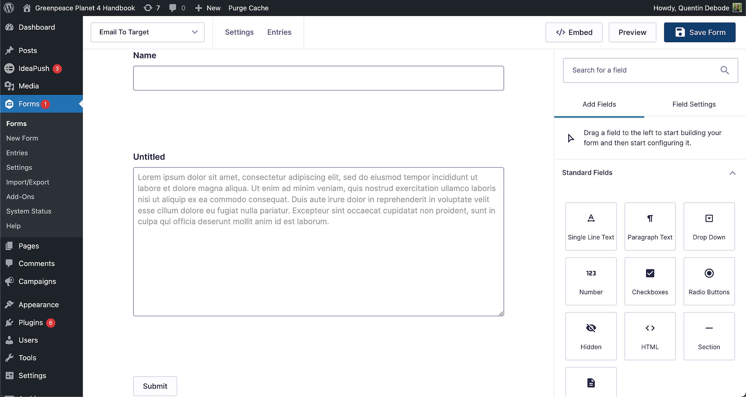 Email to Target: Form Builder
