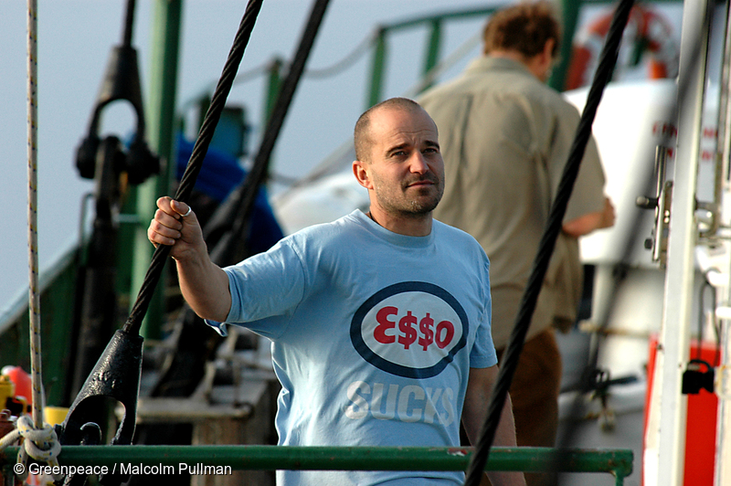 Chris Hay aboard the Rainbow Warrior.