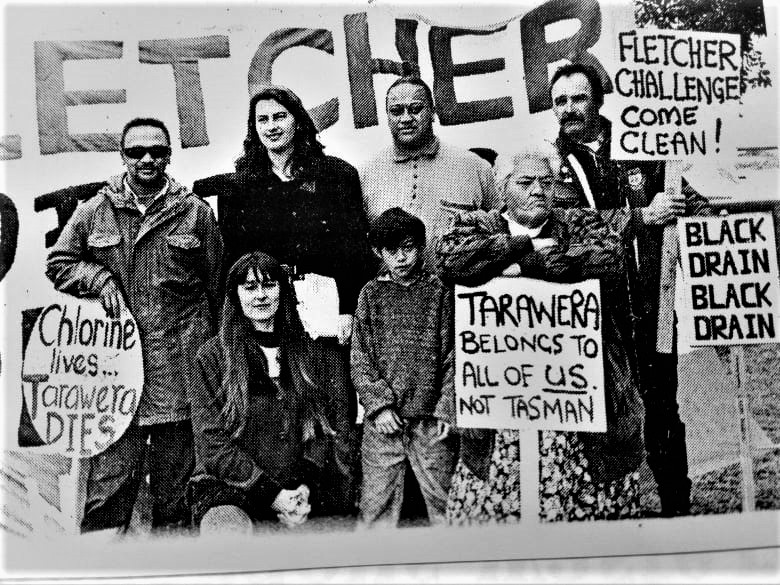 14 August 1996 Te Tatau Pounamu o te Awa o te Atua coalition of 3 local iwi – Ngati Awa, Tuwharetoa ki Kawerau and Ngati Rangitihi – with Greenpeace campaigners