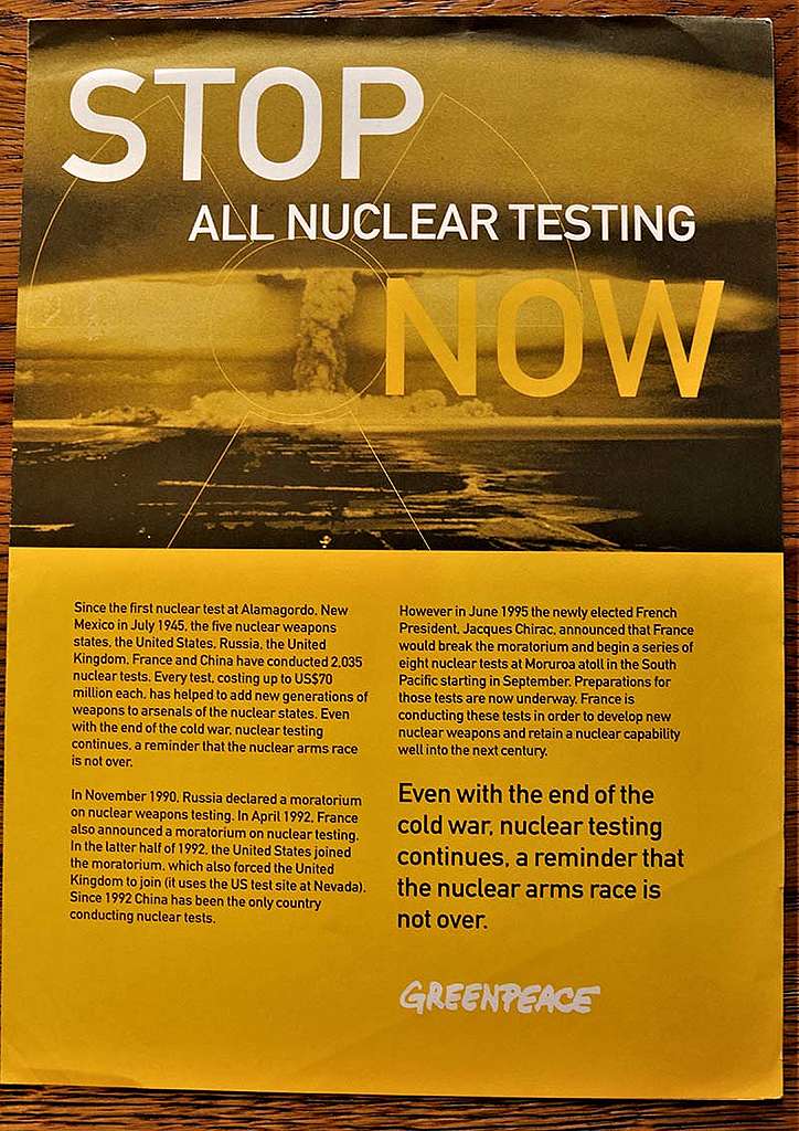 17 April &ndash; 12 May 1995 Greenpeace campaign factsheet on the NPT meeting warning that indefinite extension without reforms could spark a resumption of nuclear weapons testing
