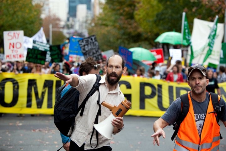 1 May 2010 Greenpeace's Steve Abel and Chris Hay at the March Against Mining in Auckland