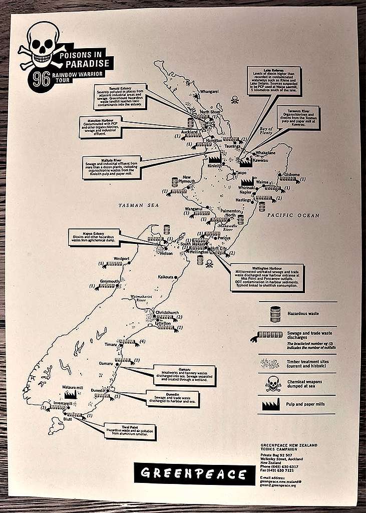 11 June 1996 Map of toxic pollution problems produced by Greenpeace for the SV Rainbow Warrior II ‘Poisons in Paradise’ tour