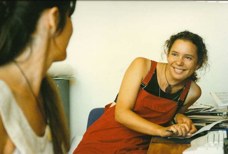 January 1993: Mana Tangata Education Outreach Nicola Easthope (at right). Photo: Grant Pakihana Hawke