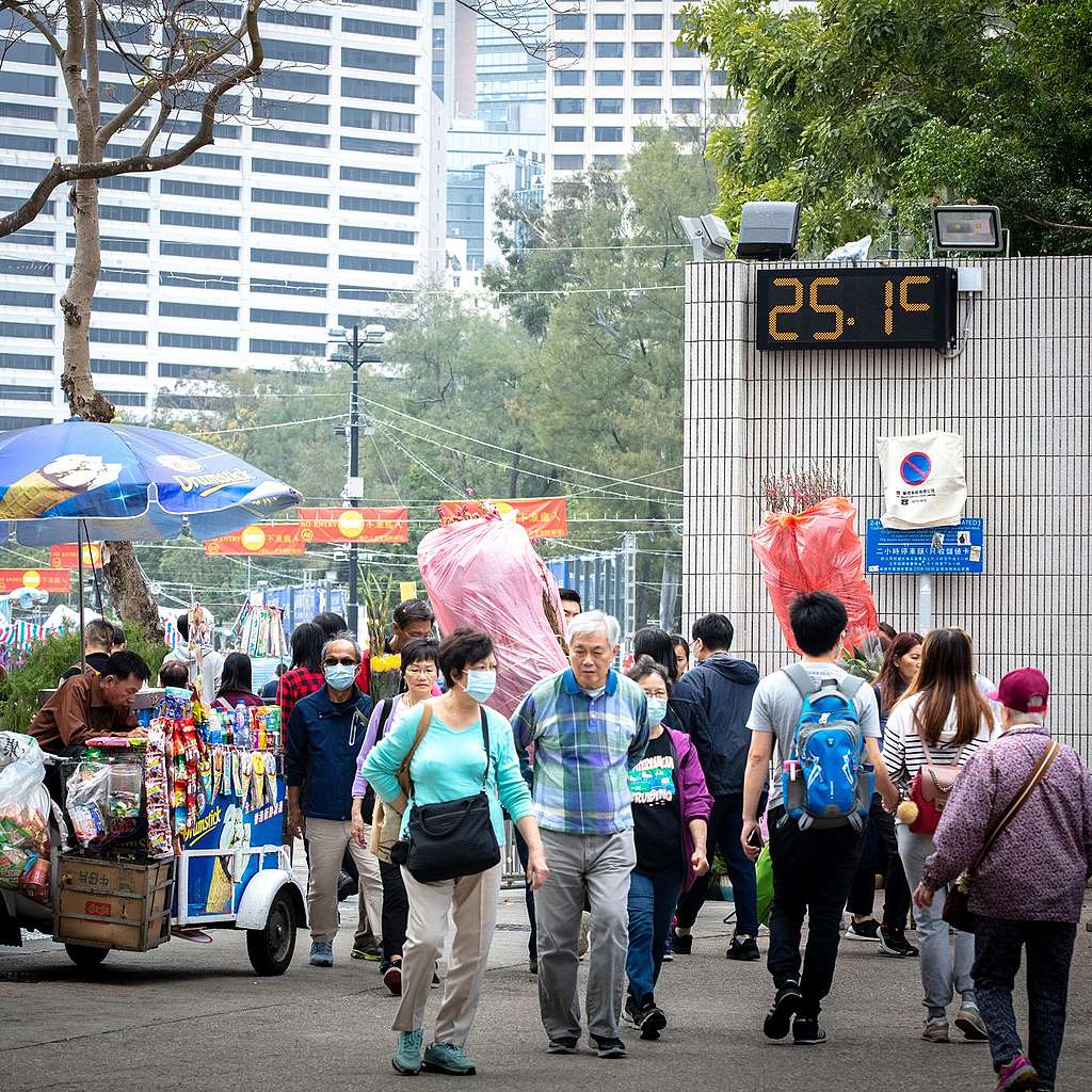 2020年的農曆年前,香港的氣溫猶如初夏。© Pak Chai Tse / Greenpeace