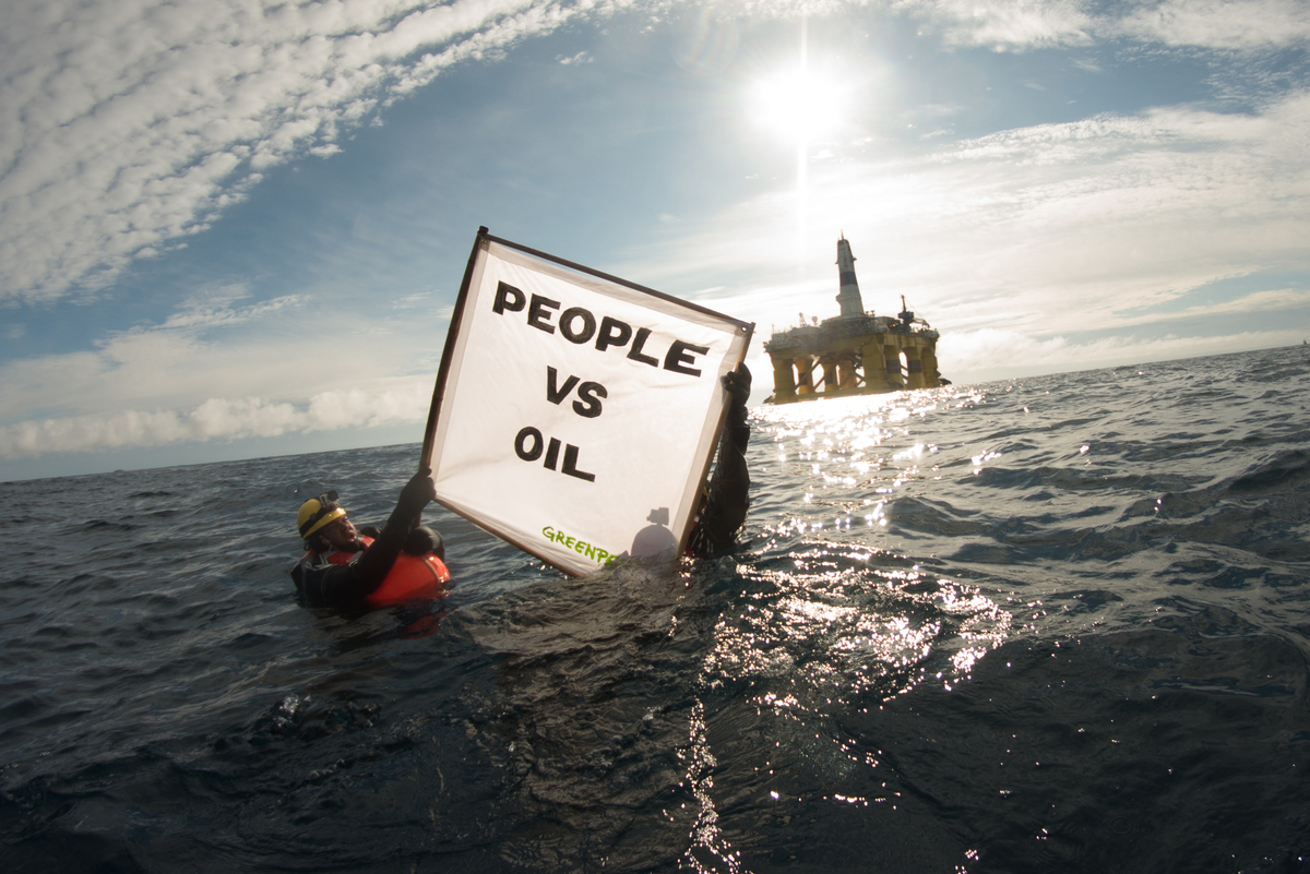 Action against Shell's Oil Rig in the Pacific Ocean. © Greenpeace / Keri Coles