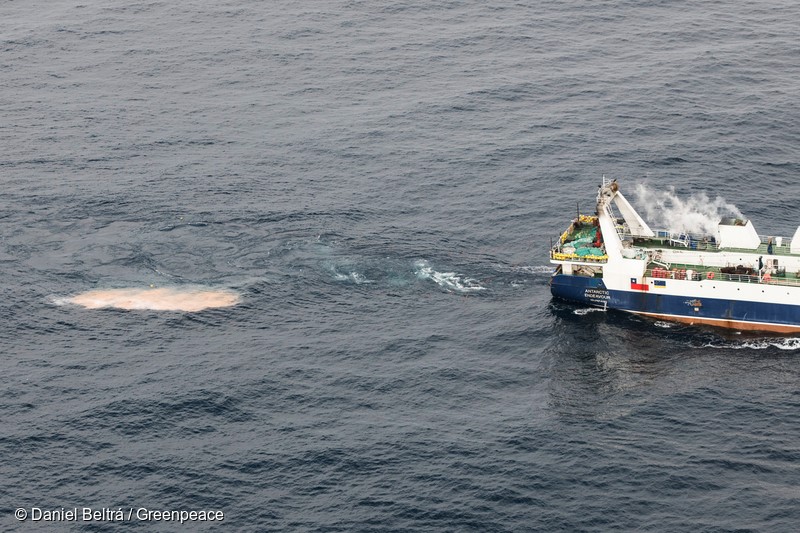 February 27th, 2018. Antarctic Peninsula, Greenpeace expedition to promote the formation of an Antarctic protected area with the MY Arctic Sunrise.Krill fishing vessels in the vicinity of Trinity Island.Photo by Daniel Beltrá for Greenpeace