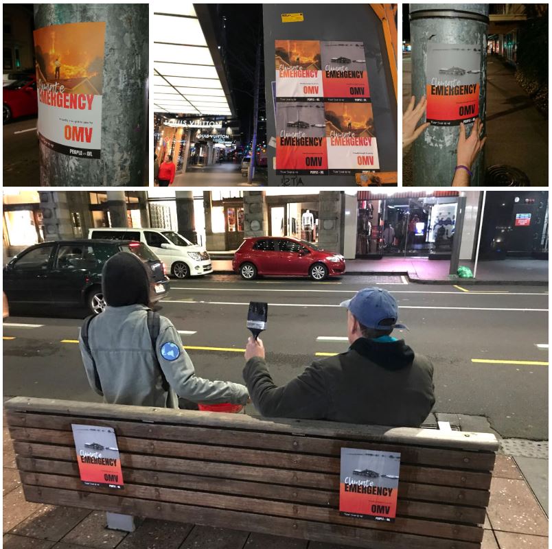 行動者四處出動,在不同地方張貼海報,提升大眾對氣候告急的關注,把訊息傳到各個角落,做到真正的遍地開花。