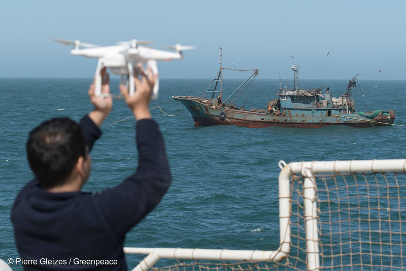 Flying a drone above Lu Rong Yu 1167, chinese fishing boat