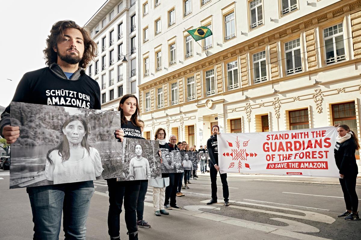 奧地利維也納2019年夏天響應「全球定睛亞馬遜」行動。© Mitja Kobal / Greenpeace