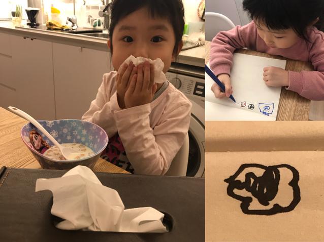 一天要用多少張紙巾?女兒細心記錄著 ©Josephine Ng