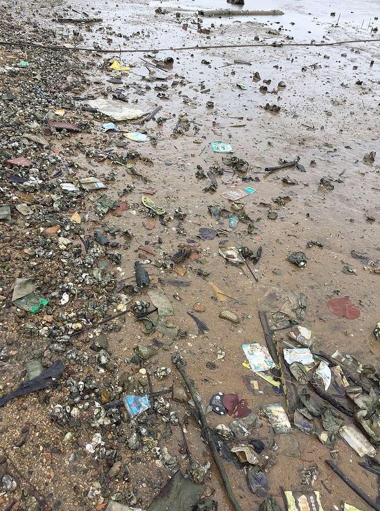 海灘上的觸目驚心的垃圾 。 © Island hopper