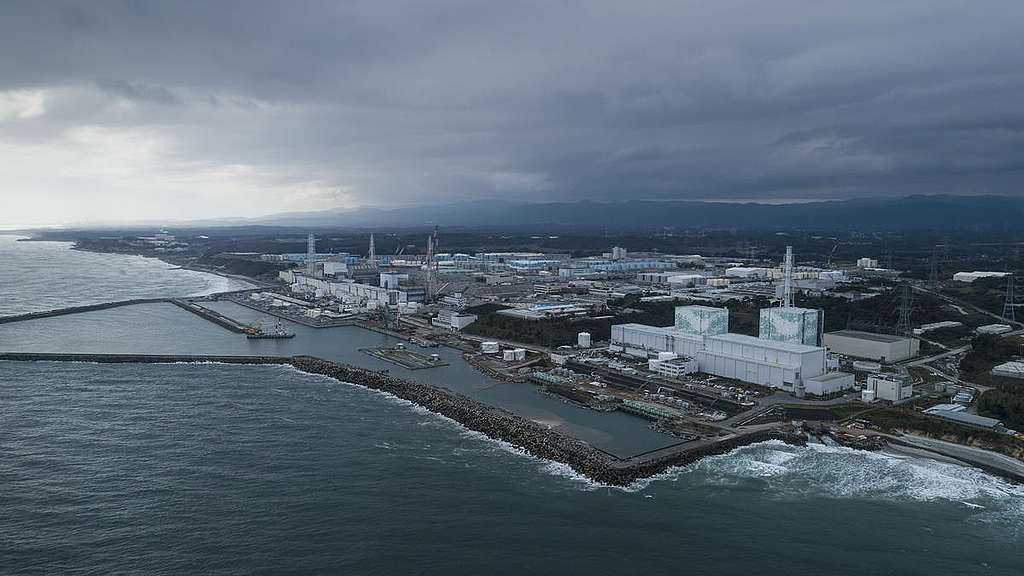 福島第一核電廠事故餘波未了,日本政府有意把最少123萬噸對人體及海洋有害的核廢水釋出太平洋。 © Christian Åslund / Greenpeace