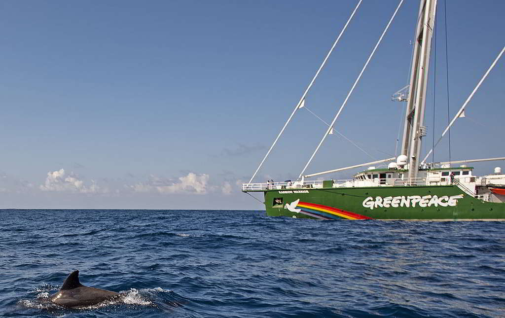 彩虹勇士號於加勒比海啟程，展開3個月的太平洋海洋見證之旅。© Marten van Dijl / Greenpeace