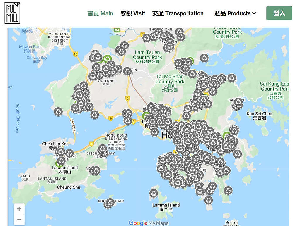 Mil Mill喵坊的全港紙包飲品盒回收地圖（點擊圖片前往地圖）