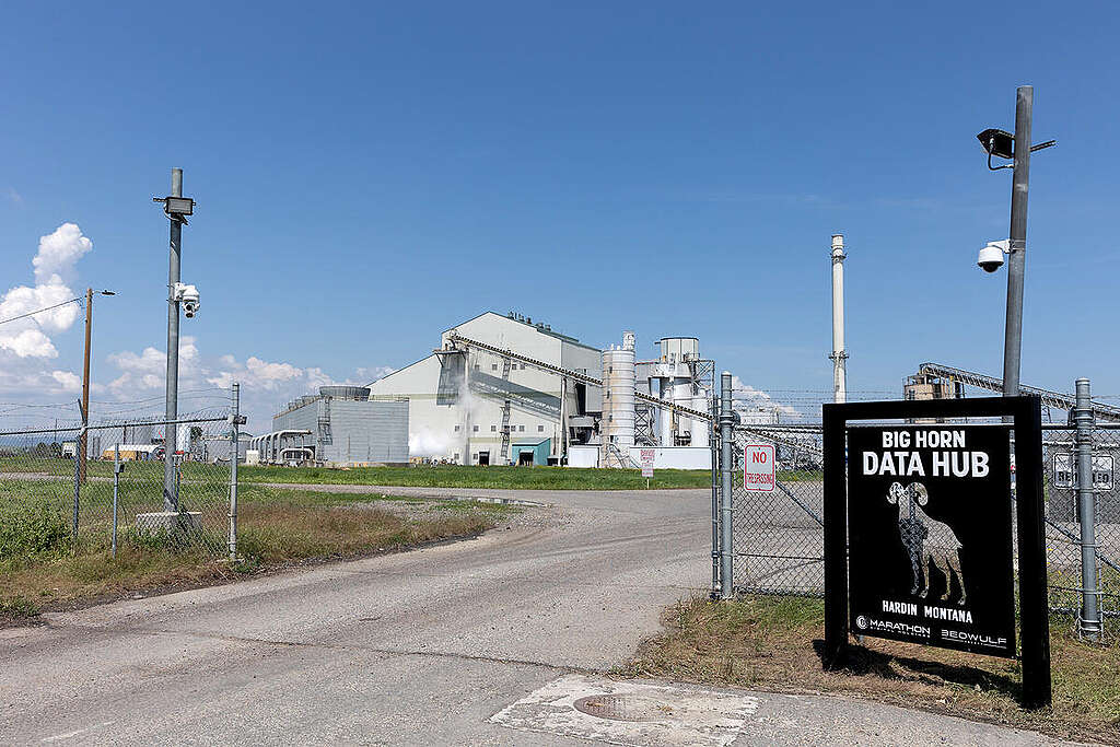 位於美國蒙大拿州的 Hardin 煤電廠，因應比特幣的電力需求而「起死回生」，「挖礦」企業更成為其專屬客戶。 © Janie Osborne / Greenpeace