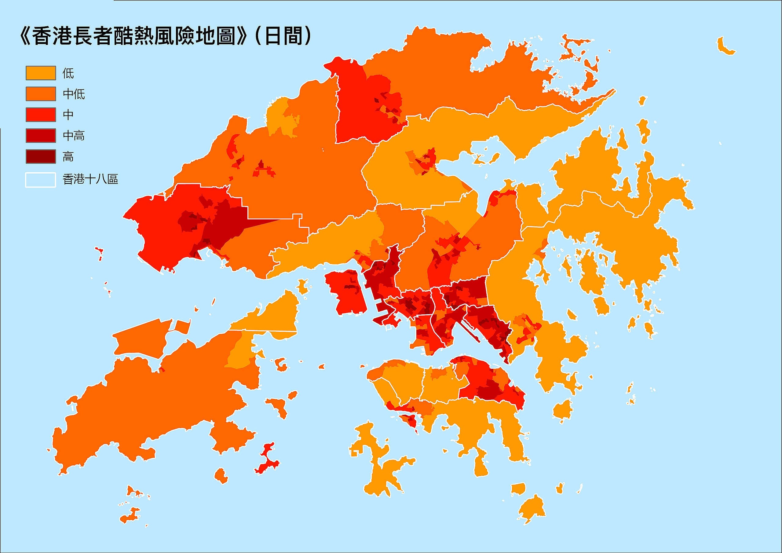《香港長者酷熱風險地圖》(日間)
