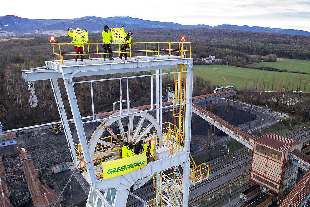 Action at Coal Mine in Nováky Slovakia.