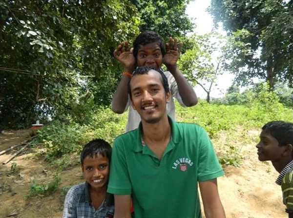 Children from the nearby village