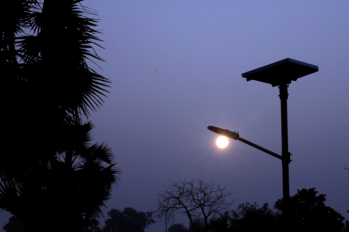 Solar Powered Street Light in Dharnai Village in India. © Subrata Biswas