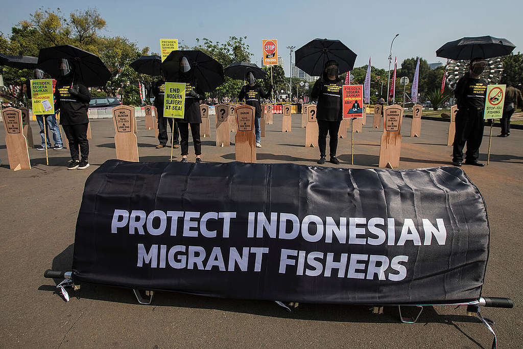 Modern Slavery Of Indonesian Fishers Protest in Jakarta. © Adhi Wicaksono / Greenpeace