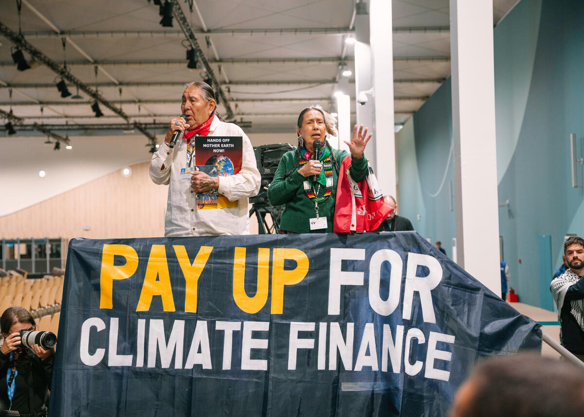 Indigenous Leaders at COP29 Day of Action in Baku. © Marie Jacquemin / Greenpeace