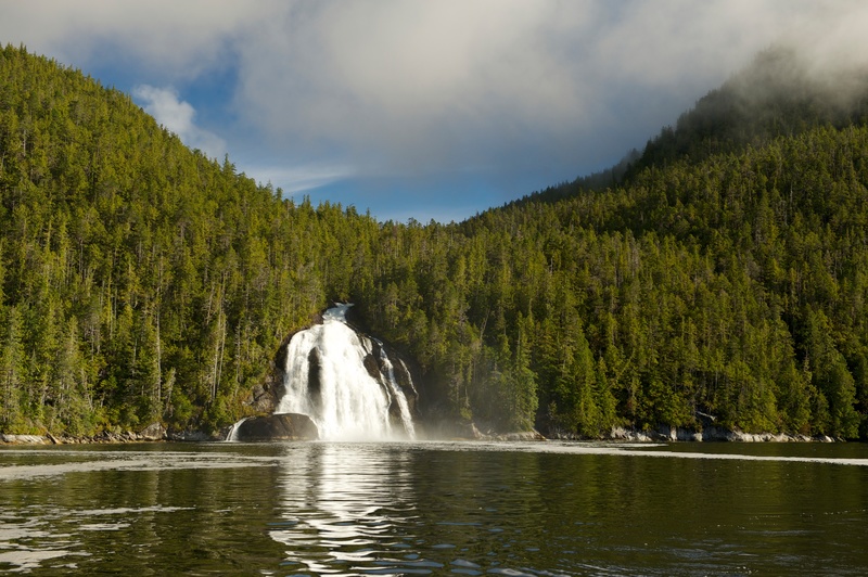 Great Bear Rainforest in Canada  © Oliver Salge / Greenpeace. Forest with waterfall © Oliver Salge / Greenpeace