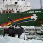 Composer and Pianist Ludovico Einaudi Performs in the Arctic Ocean © Pedro Armestre / Greenpeace