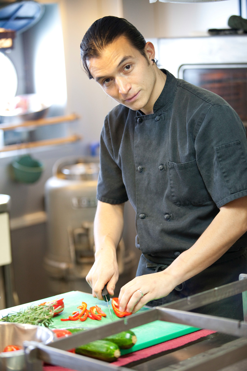 Chef Daniel Bravo Garibi on the Greenpeace ship Esperanza. © Steve Morgan/Greenpeace