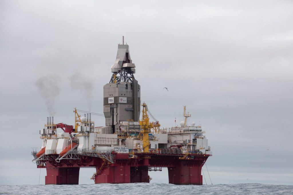The Songa Enabler oil drilling platform in the Barents Sea, Norway