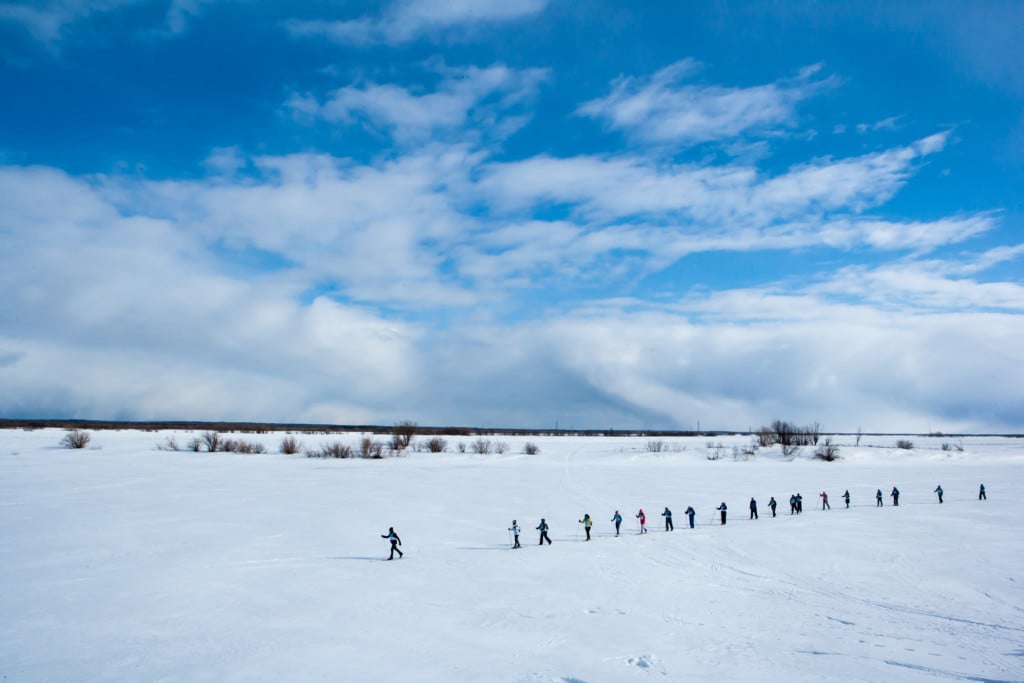 BreakFree skiers in the Komi Republic, Russia © Igor Podgorny/Greenpeace