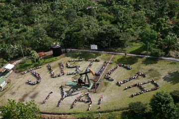 Justice Now protest, Ecuador. Photo courtesy of amazonwatch.org