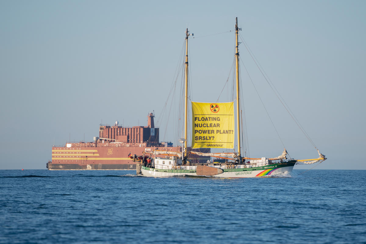 World’s First Purpose-built Floating Nuclear Power Plant Bound for the Arctic © Christian Åslund / Greenpeace